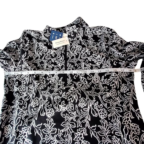 Tommy Bahama Everyday Active Black & White Floral Long Sleeve Zip Top Size  L - Picture 3 of 12